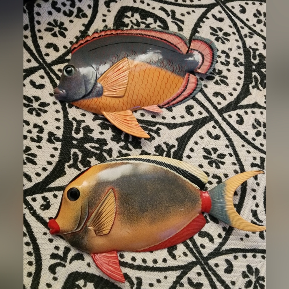 Tropical Decor, Colorful Fish Wall Decor Set 2
